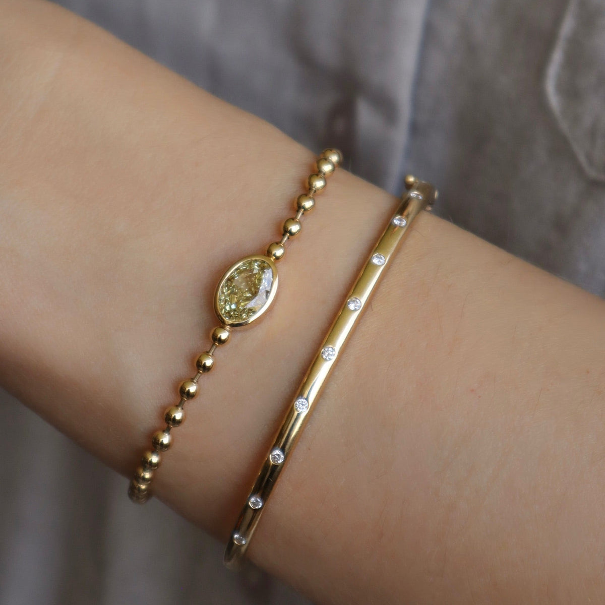 Fancy Yellow Diamond Ball Bracelet