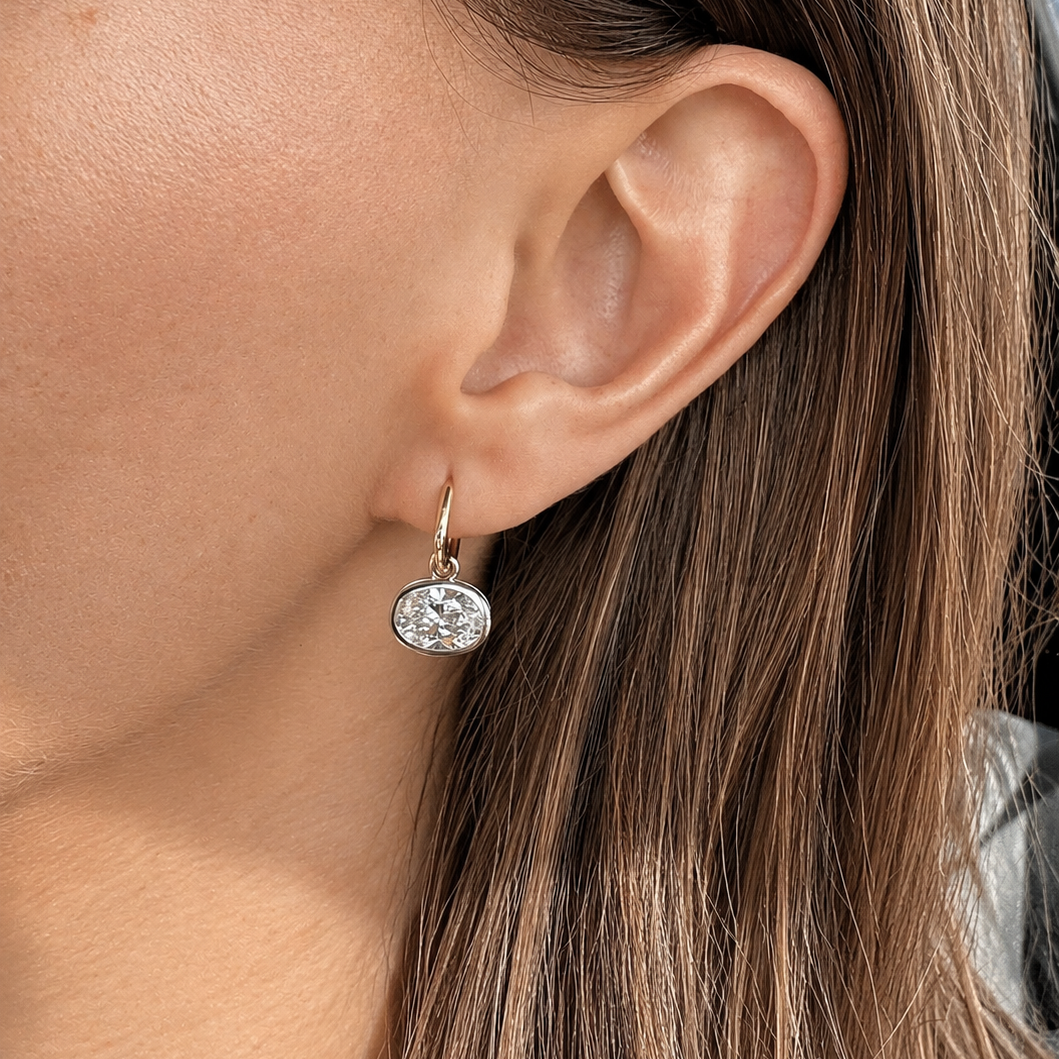East-West Bezel Diamond Earrings