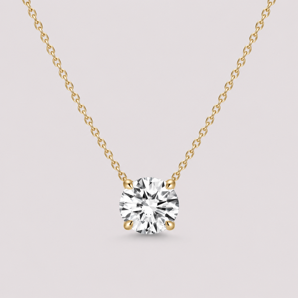 Round Diamond Solitaire Necklace