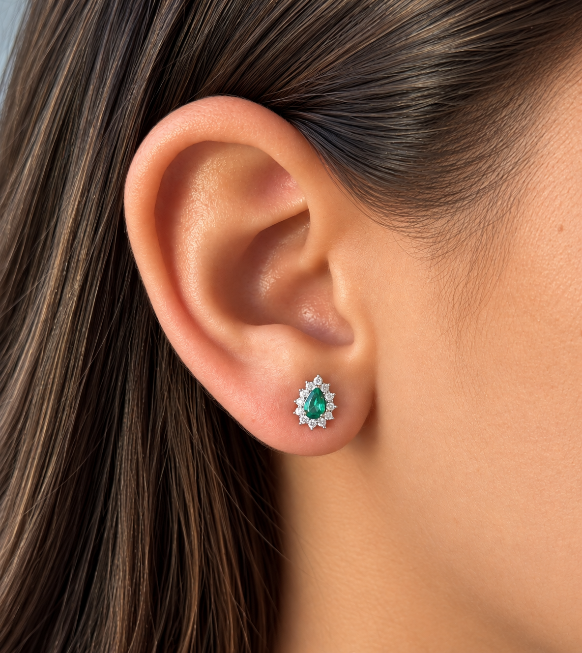 Mini Emerald and Diamond Earrings