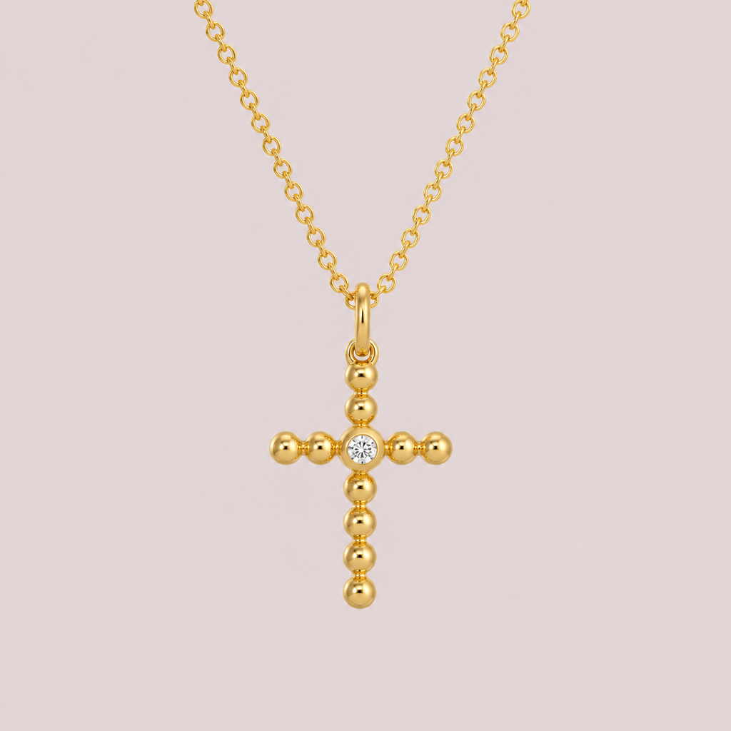 Gold Cross Beaded Diamond