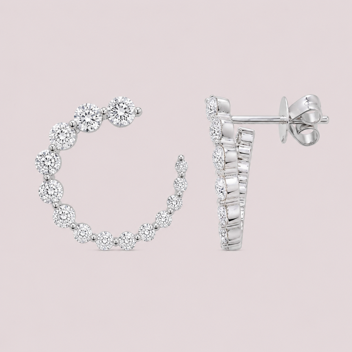 Graduated Diamond Circle Earrings