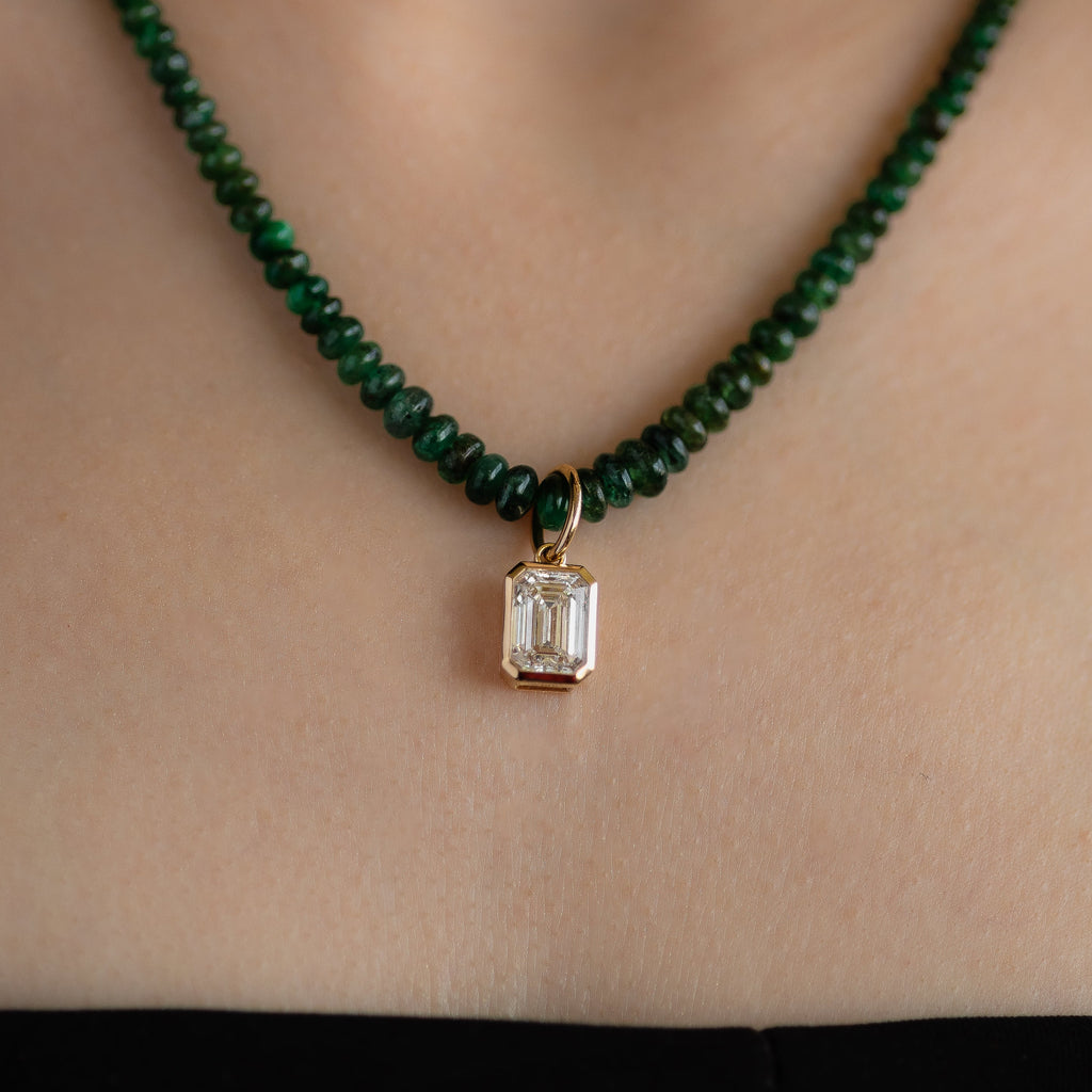 Emerald Bezel Diamond Pendant