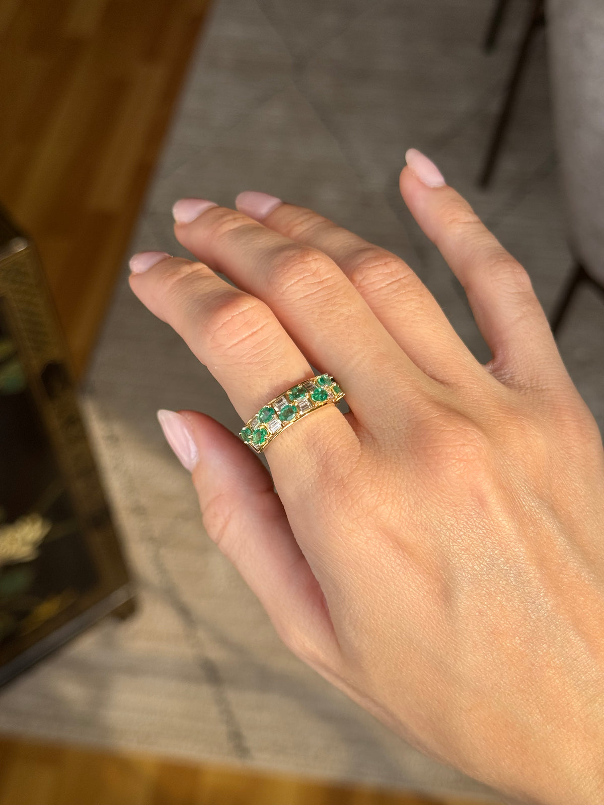 Emerald and Baguette Ring
