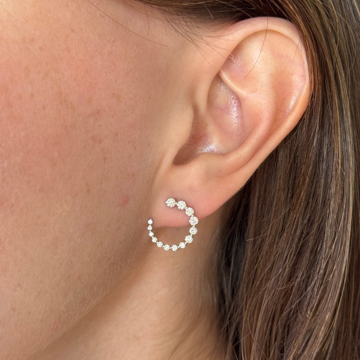 Graduated Diamond Circle Earrings