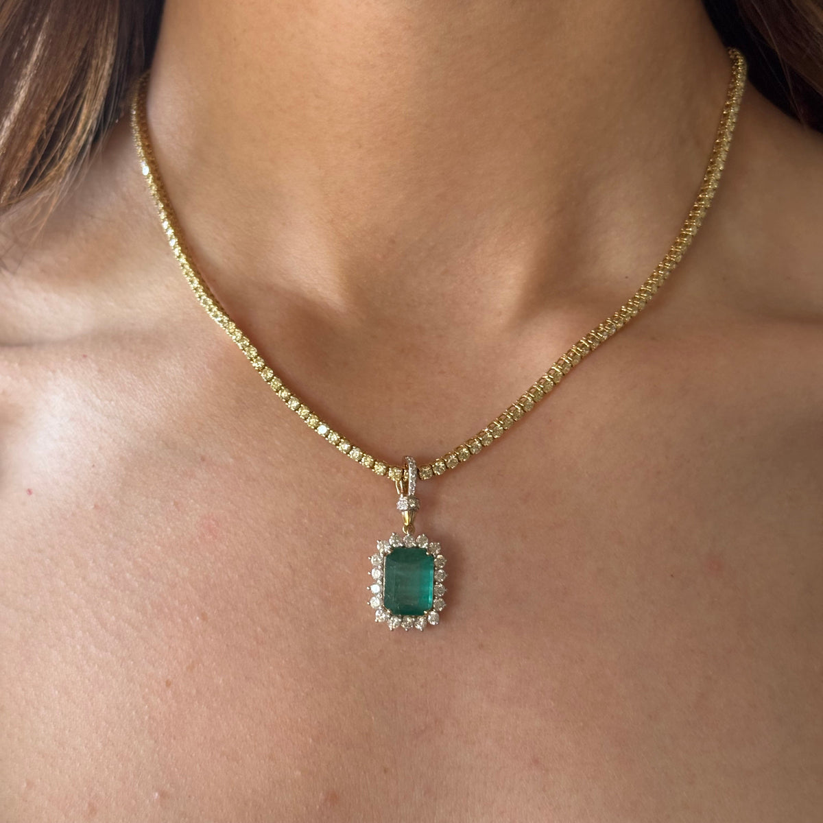 Emerald Diamond Pendant