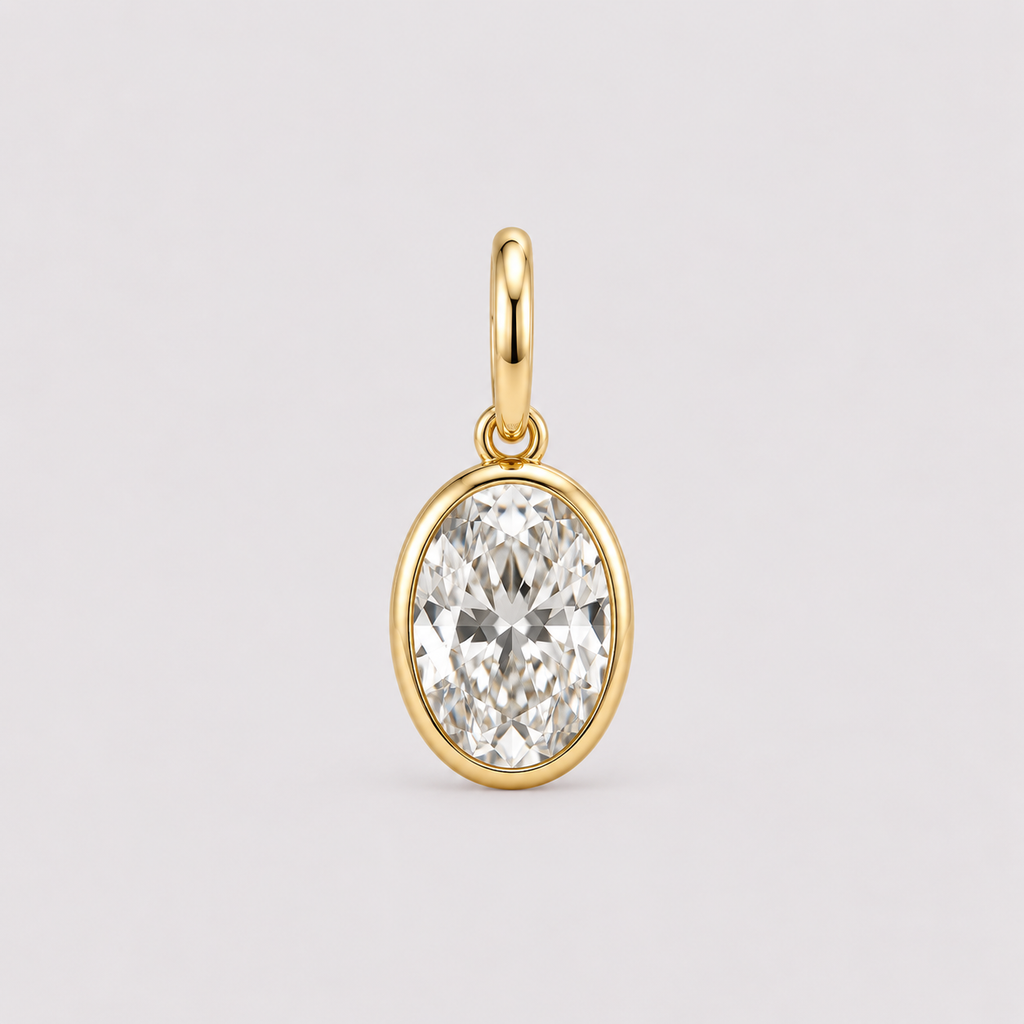 Oval Bezel Diamond Pendant