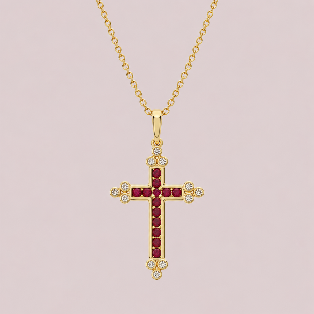 Ruby Cross Necklace