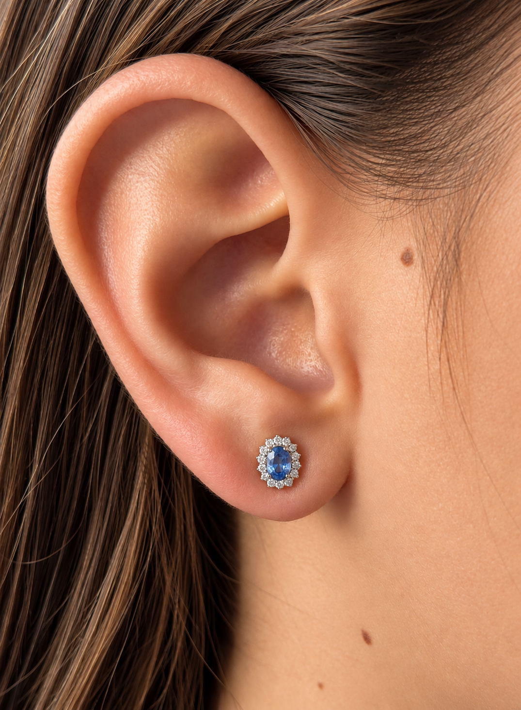 Mini Light Blue Sapphire and Diamond Earrings