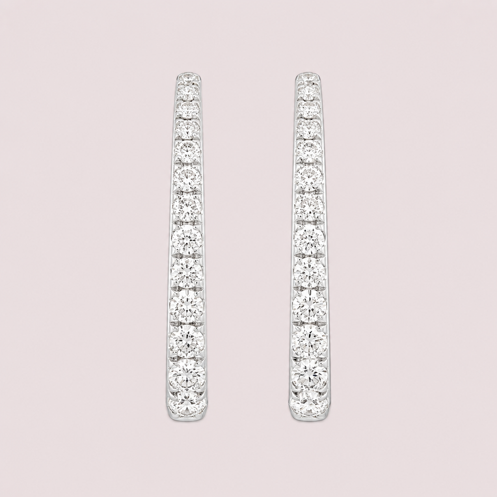 Tapered Diamond Hoop Earrings