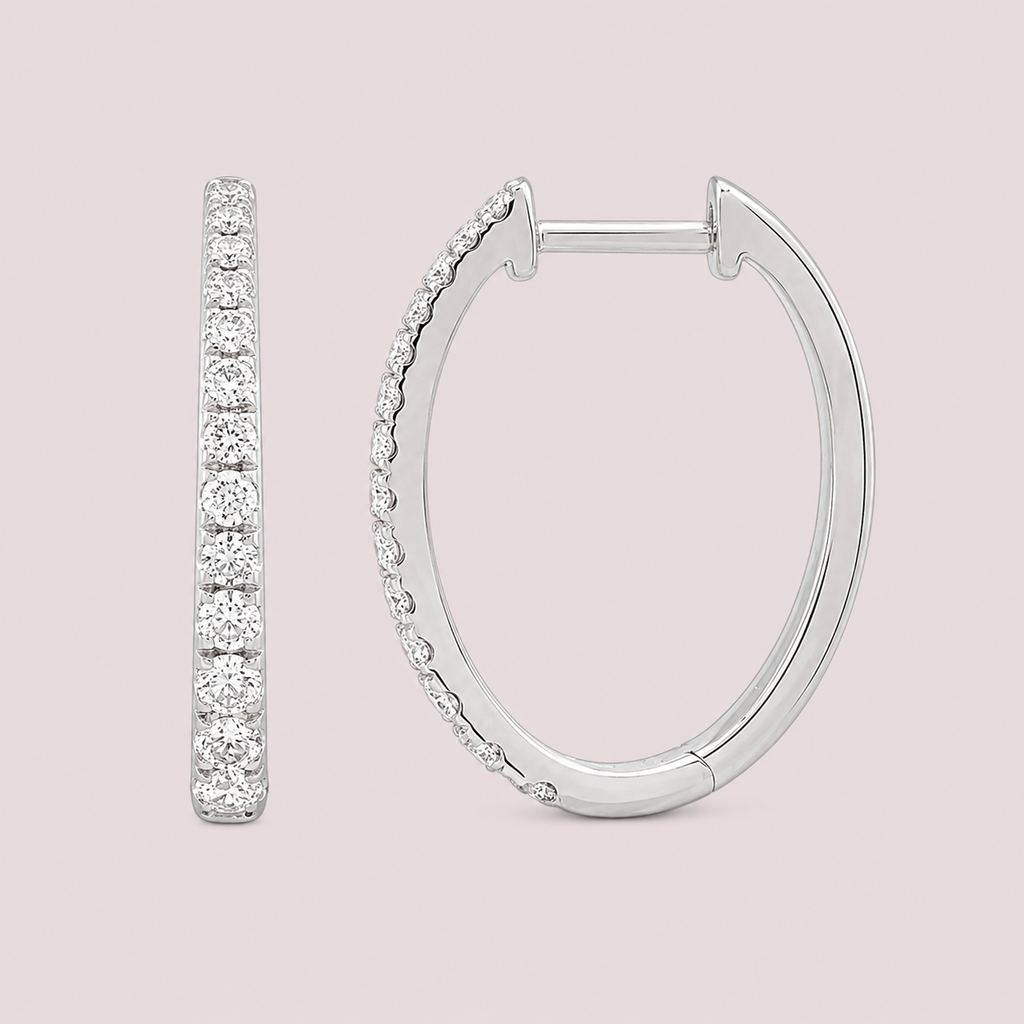 Tapered Diamond Hoop Earrings