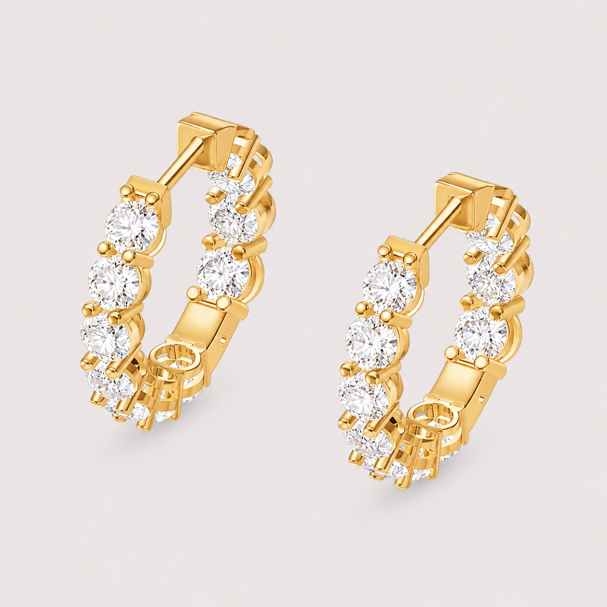 Round Diamond Hoops