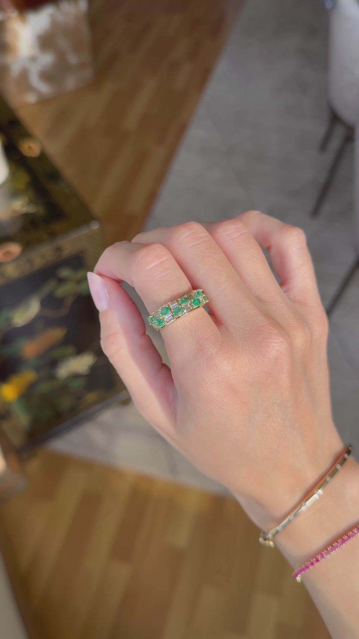 Emerald and Baguette Ring